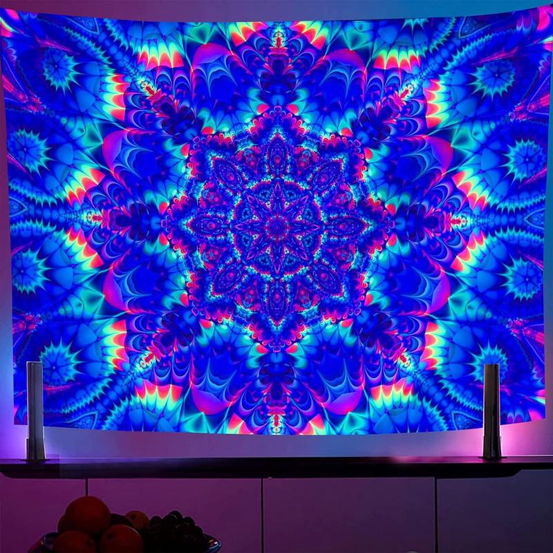 Colorful Mandala Pattern Tapestry, 1 Count Luminous Tapestry, Boho Style Wall Hanging Tapestry for Home Bedroom Living Room Decor