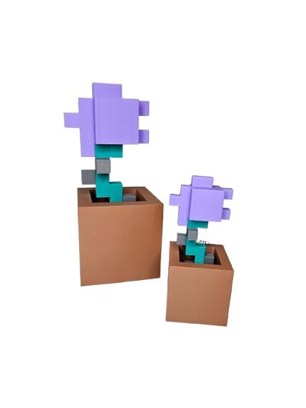 Minecraft Inspired Roses 3d Printed With Pot - Minecraft Decor - Artificial Flower - Decorative - Nature - Rose