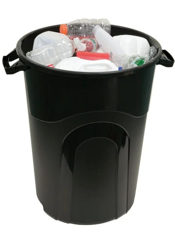 32 Gallon Heavy Duty Plastic Garbage Can with Lid, Indoor Outdoor, Black