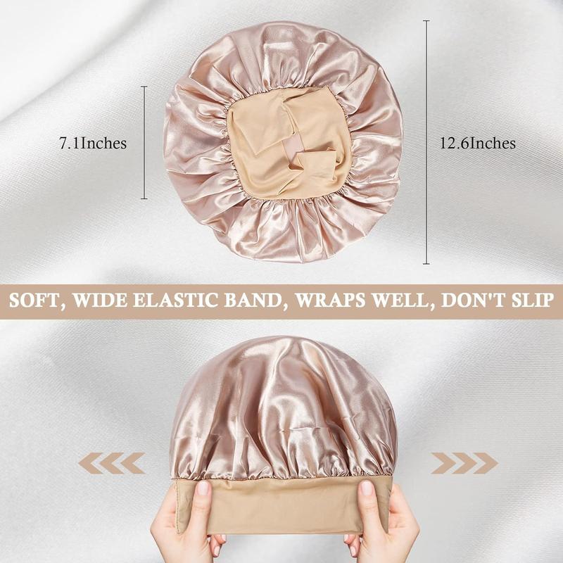 Luxurious Satin Bonnet Trio for Hair Care Set of 3 Bonnets for Black Women Men Silk-Lined Bonnets for Sleeping Hair Protection Shower