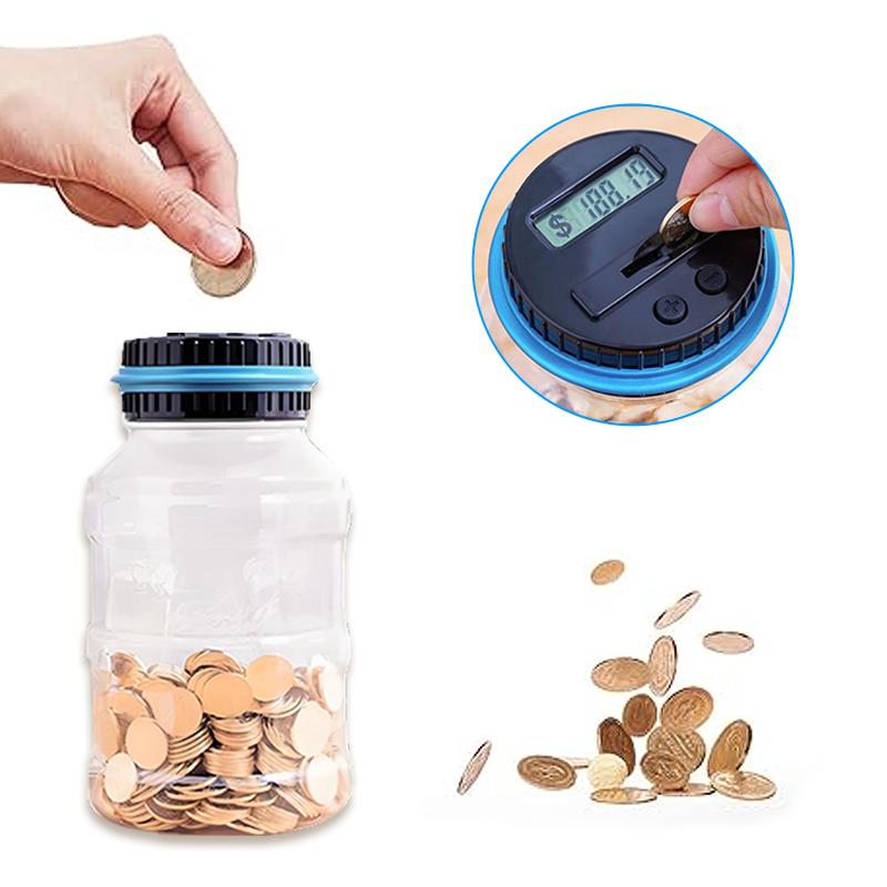 Large Piggy Bank for Boys Adults,  Digital Coin Counting Bank with LCD Counter, 1.8L Capacity Coin Bank Money Jar for Adults, Designed for All US Coins .Go back School.piggy bank for kids,piggy bank,decor,ornaments sobre s Digital Coin Counting Piggy Bank