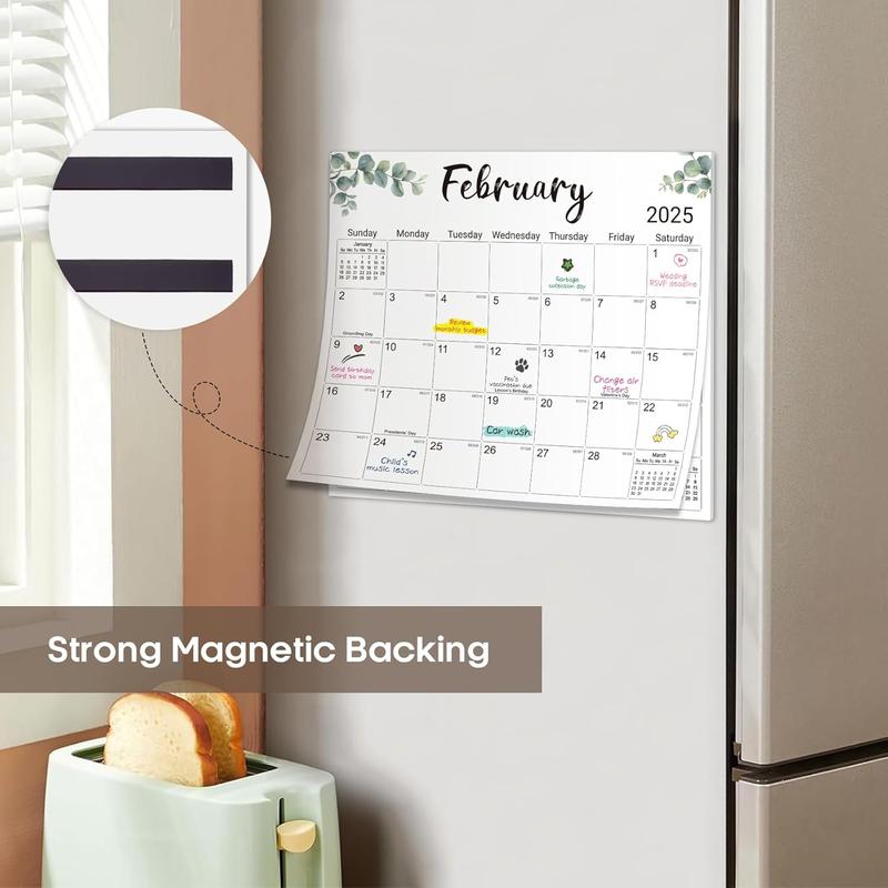 Aesthetic 2025 Magnetic Calendar for Refrigerator, Fridge Calendar Magnet Runs Until June 2026, 21 Monthly Refrigerator Calendar with Greenery Design for Easy Organizing, 2025 New Edition