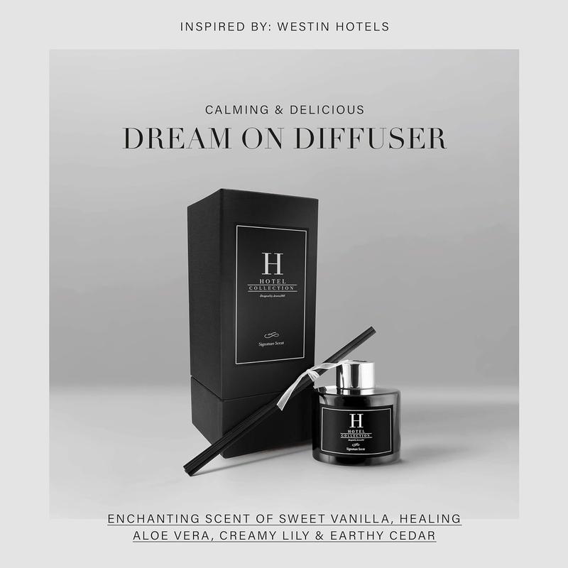 Hotel Collection - Dream On - Reed Diffuser Set - Luxury Aromatherapy Diffuser - Hints of Bright White Tea, Sweet Vanilla, Shelf Decor - 100mL 3.5 FL