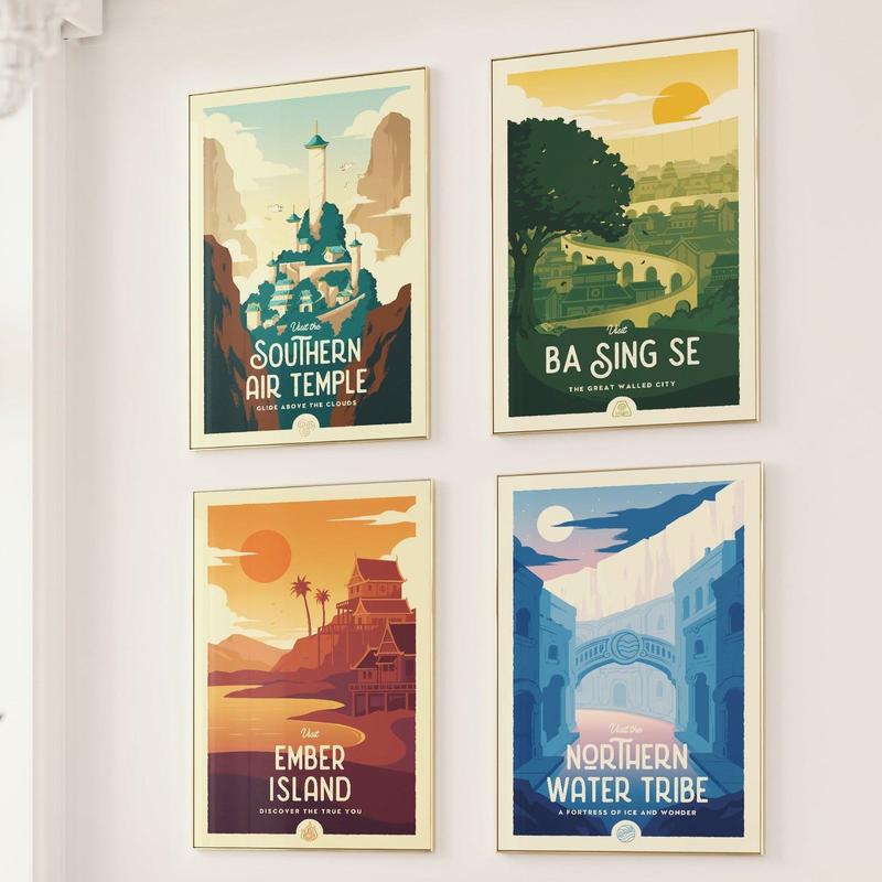 Avatar Retro Travel Poster Bundle - Wall Decor Artwork Gift ATLA