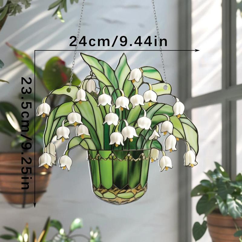 Glass Style Acrylic Window Hanging Decor, 1 Count Exquisite Elegant Flower Design Hanging Ornament, Home Decor for Living Room Bedroom Garden