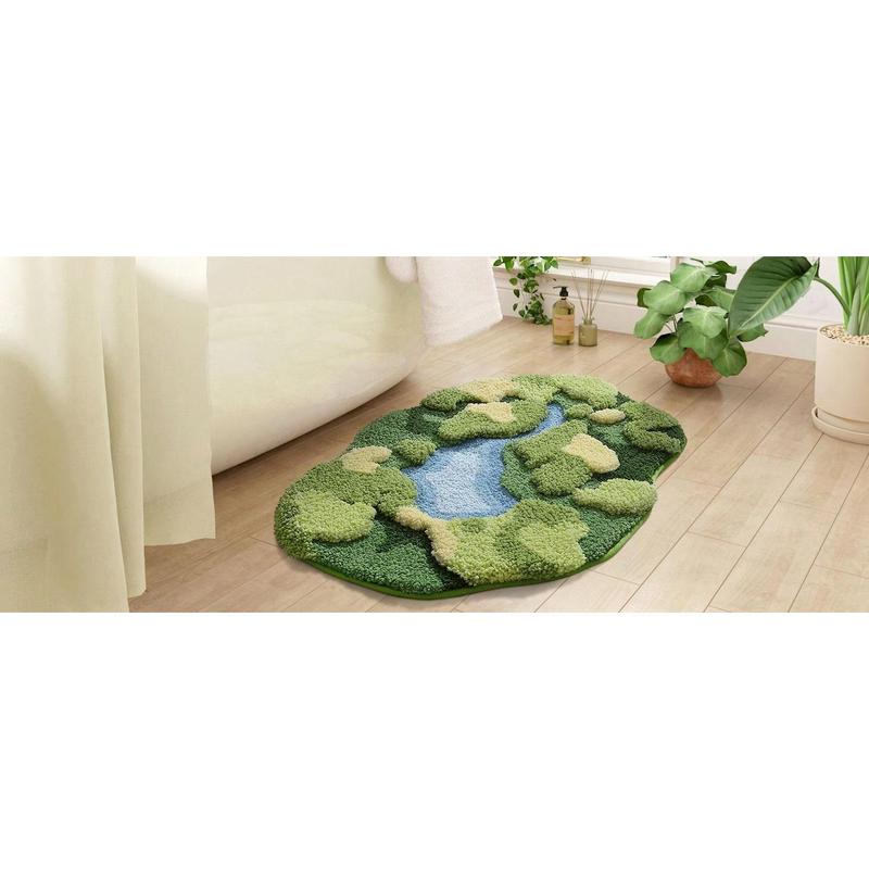 [SN-Hot Picks]  Moss Bath Mat, Ultra Thick Soft Green Bathroom Rug, Water Absorbent Non Slip Microfiber Bath Rugs For Bathroom Floor, Shower, Sink, Bedroom, 20