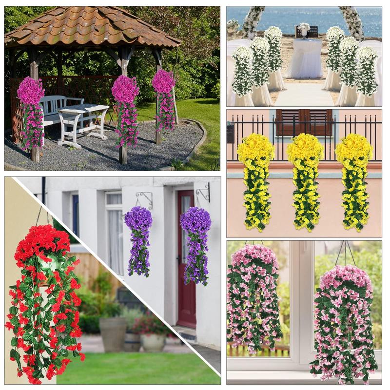 Artificial Hanging Flower, 2 Counts Faux Hanging Wisteria Flower, Decorative Flower for Home & Wedding & Garden & Yard