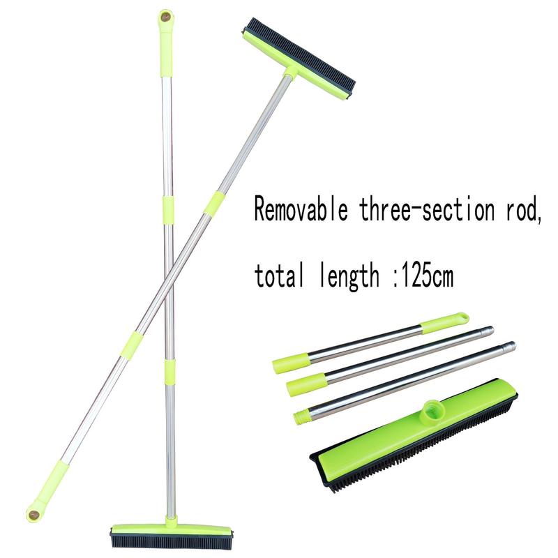 Adjustable Long-handled Carpet Rake, 1 Set Rubber Floor Broom, Pet Hair Cleaning Broom, Pet Grooming Tool, Dog & Cat Grooming Supplies