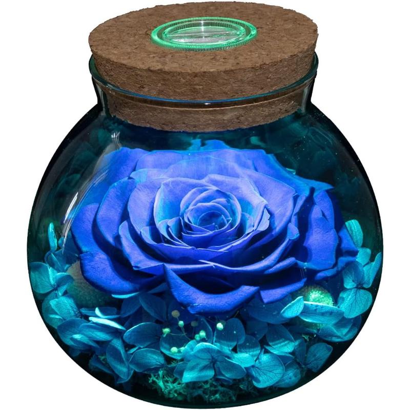 Preserved Real Roses with Colorful Mood Light Wishing Bottle, Eternal Rose,Never Withered Flowers, Table Decor,Christmas Anniversary Valentine's gift artificial flower Holographic Artificial Rose Flower