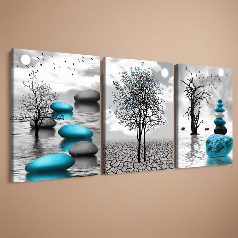 Wooden Framed Canvas Painting, 3 Counts set Abstract Plant Pattern Wall Art, Wall Decor for Home Living Room Bedroom Office, Home Decor 2025