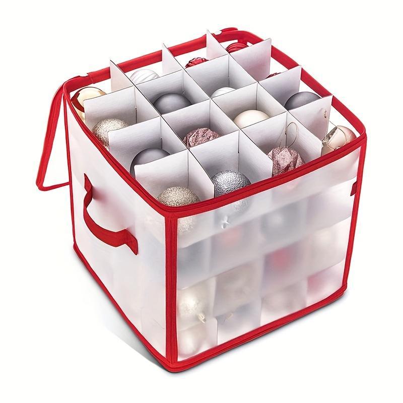 Clear Christmas Ornament Storage Box, 1 Count Christmas Ball Storage Container, Dividers Storage Bin, Christmas Decoration Organizer