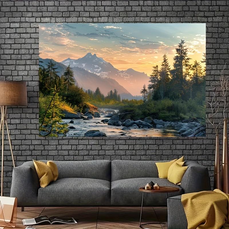 Christmas 2024 Ornament - Rock Mountain Nature Wilderness Scenic Landscape Photography Backdrop Tapestry - Rustic Earthy Theme, Perfect for Living Room, Bedroom Decor, Photo Booth Props, Party Banner, Birthday Decorations, and Supplies