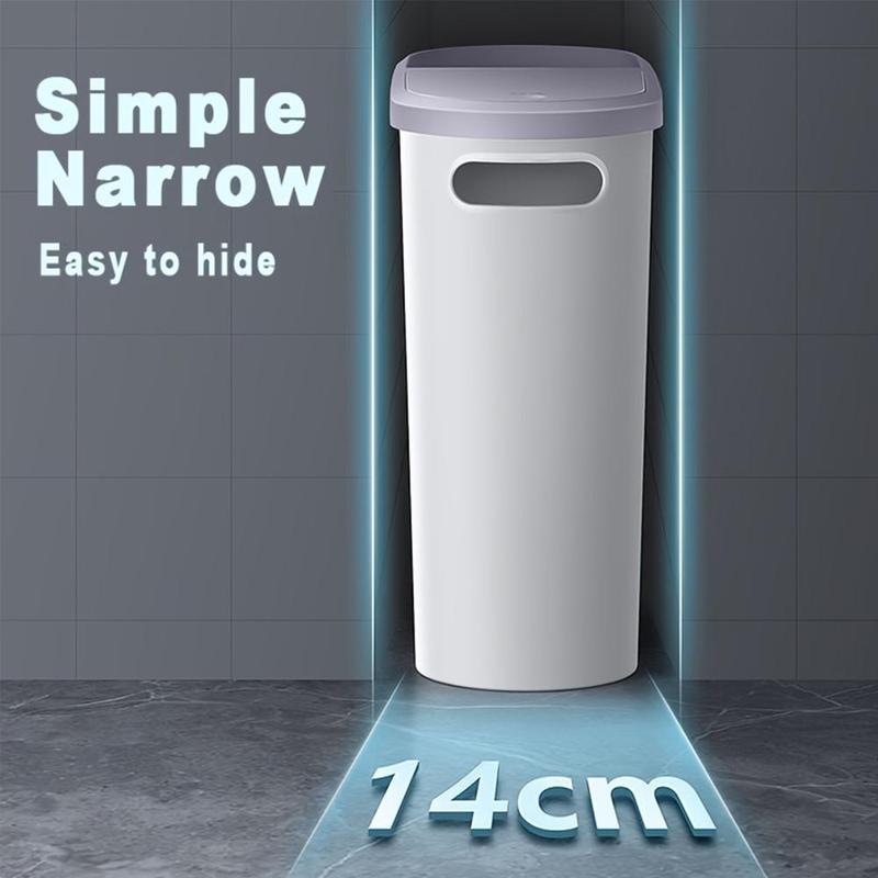 Bathroom Trash Can, Household Creative Gap Waste Bin, Press Type Garbage Can with Lid, Simple Paper Basket, Large Capacity Trash Bin, Bathroom Gadgets 2024