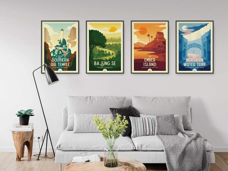 Avatar Retro Travel Poster Bundle - Wall Decor Artwork Gift ATLA