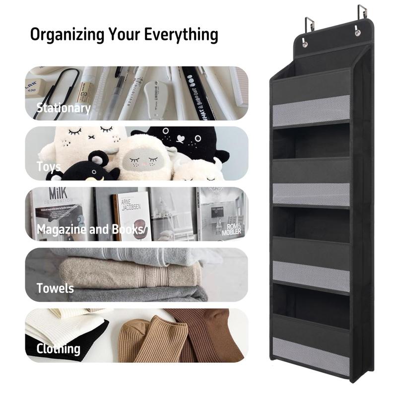 Door Back Storage Organizer, 1 Count Hanging Storage Organizer with Side Pockets, Door Hanging Organizer for Bathroom, Pantry, Bedroom, Closet