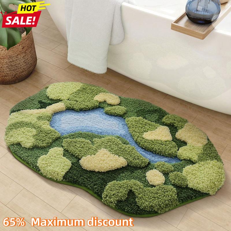 [SN-Hot Picks]  Moss Bath Mat, Ultra Thick Soft Green Bathroom Rug, Water Absorbent Non Slip Microfiber Bath Rugs For Bathroom Floor, Shower, Sink, Bedroom, 20