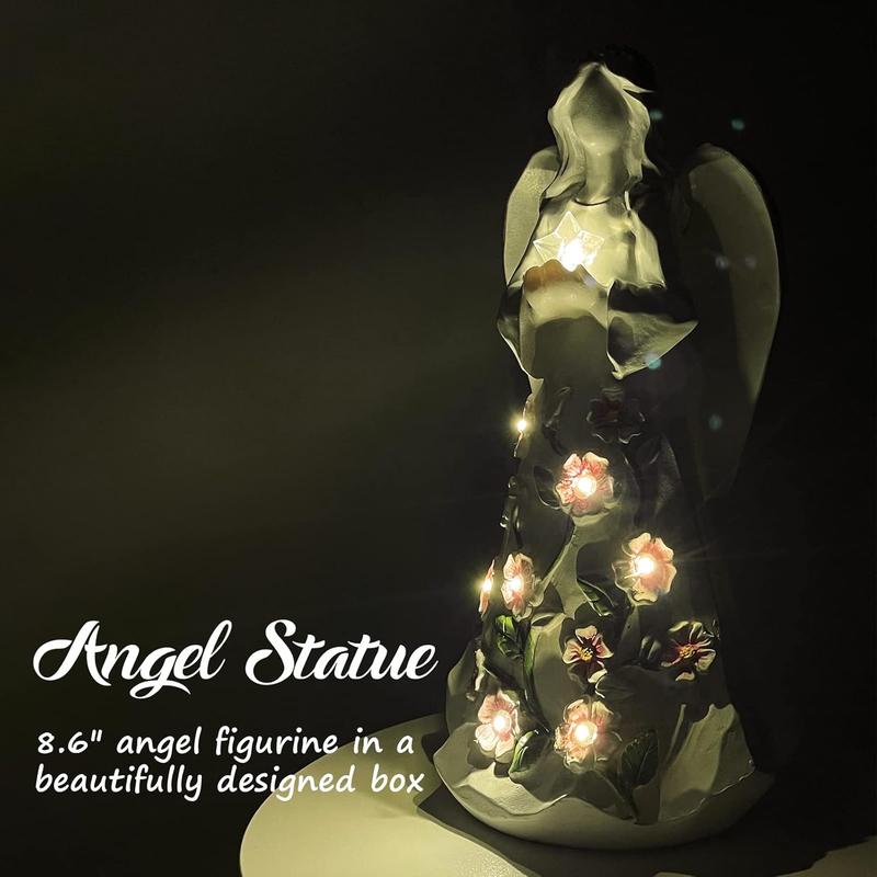 Guardian Angel Figurines with Light Star Battery Operated Angel Statue Decor for Home, Birthday Gift for Grandma Grandmother Aunt