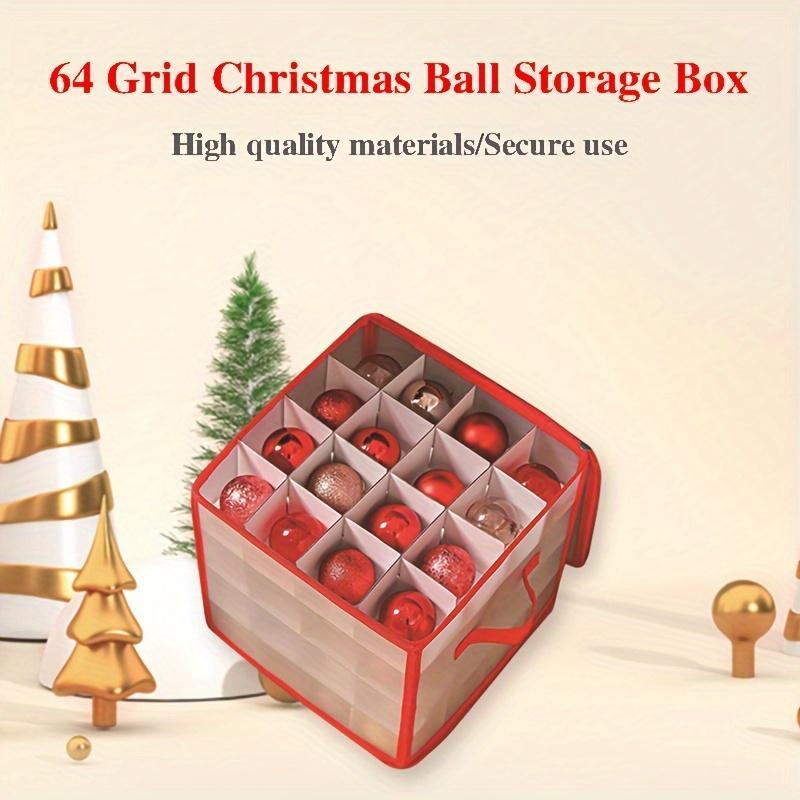 Clear Christmas Ornament Storage Box, 1 Count Christmas Ball Storage Container, Dividers Storage Bin, Christmas Decoration Organizer