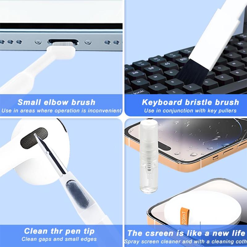 20 in 1 Multifunctional Cleaning Kit, 1 Set Keyboard Cleaning Brush & Earbud Cleaning Pen, Cleaning Tool for Electronic Products & Accessories