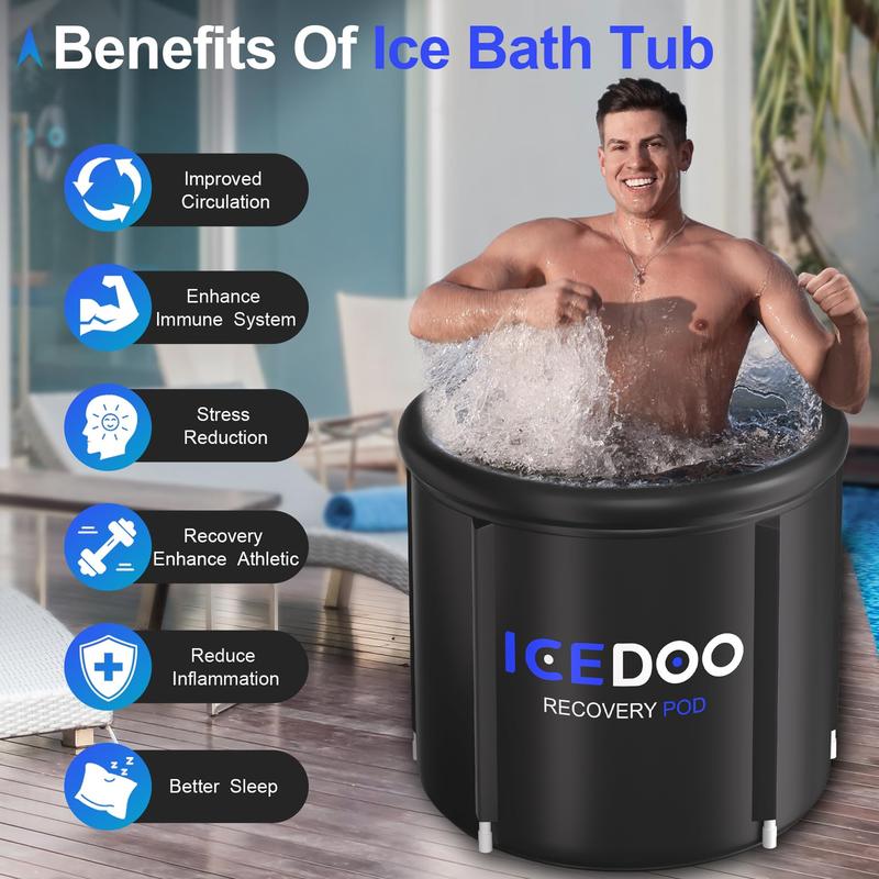 119 Gal Portable Inflatable Ice Bath Tub for Athletes,Multiple Layered Cold Plunge Tub with Cover,Ice Plunge Tub for Cold Water Therapy,Portable Ice Bath for Home,Courtyard and Outdoor