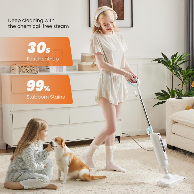 Steam Mop for Floor Cleaning,Lightweight Floor Steamer Cleaner for HardwoodMops for Floor Cleaning, Spray Mop with 400ml Refillable Bottle and 2 Replacement Pads Dry Wet Floor Mop for Household or Commercial Use Dust Mop for Hardwood Laminate Tile Ceramic