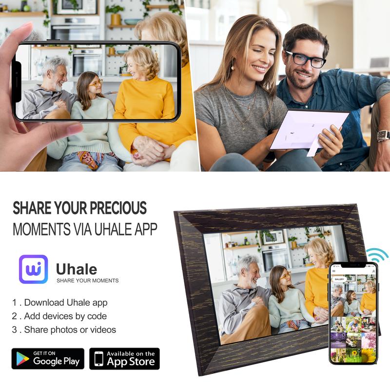 Digital Picture Frame 8 Inch Digital Photo Frame WiFi, 1280x800 IPS HD Touch Screen Smart Frame, 16GB Storage, Auto-Rotate, Wall Mountable, Share Photos Videos Instantly via Uhale App from Anywhere