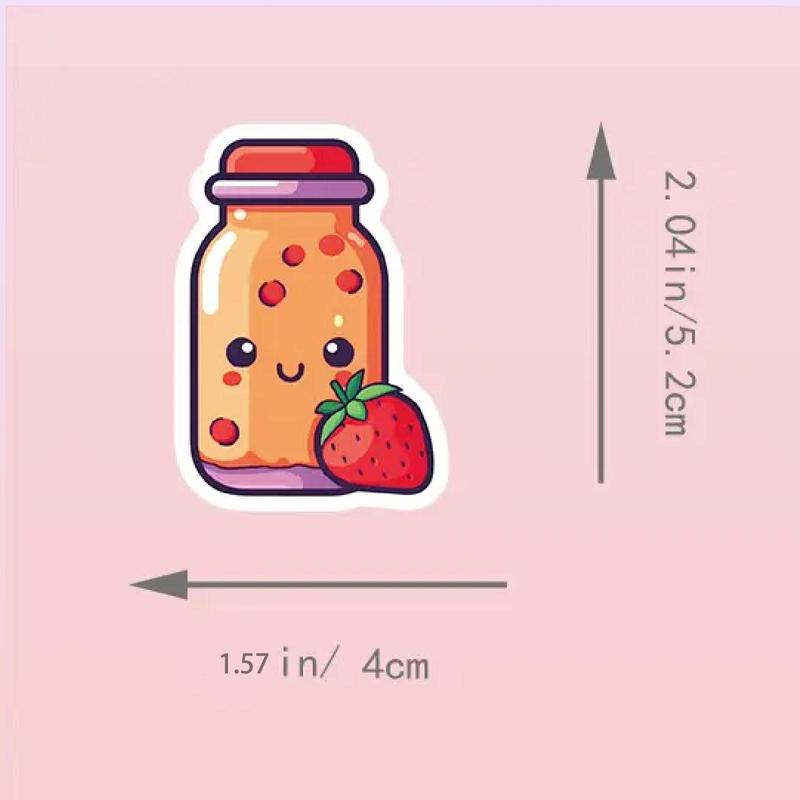 Cartoon Strawberry & Dessert Series Pattern DIY Decorative Sticker, 50pcs set Waterproof Self Adhesive Decor Paper, Decor Sticker for Gift Greeting Card Water Bottle Laptop Phone