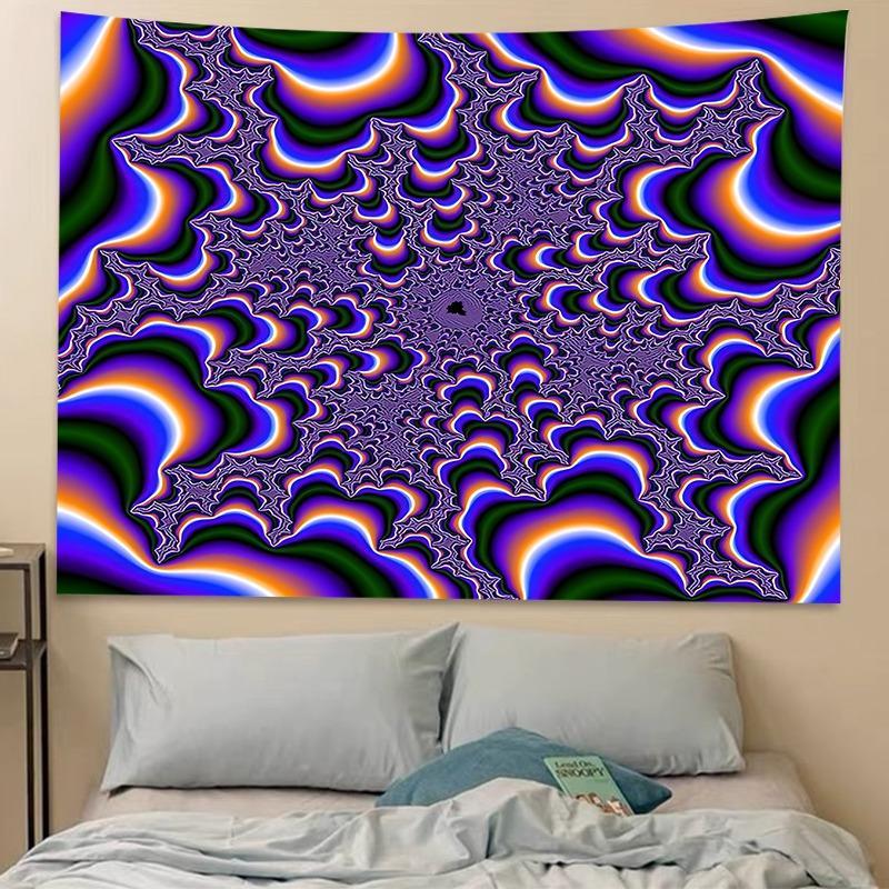 Psychedelic Swirl Design Tapestry, Vibrant Polyester Wall Art for Living Room, Bedroom, Dorm Decor, Perfect Birthday Gift, with Installation Kit