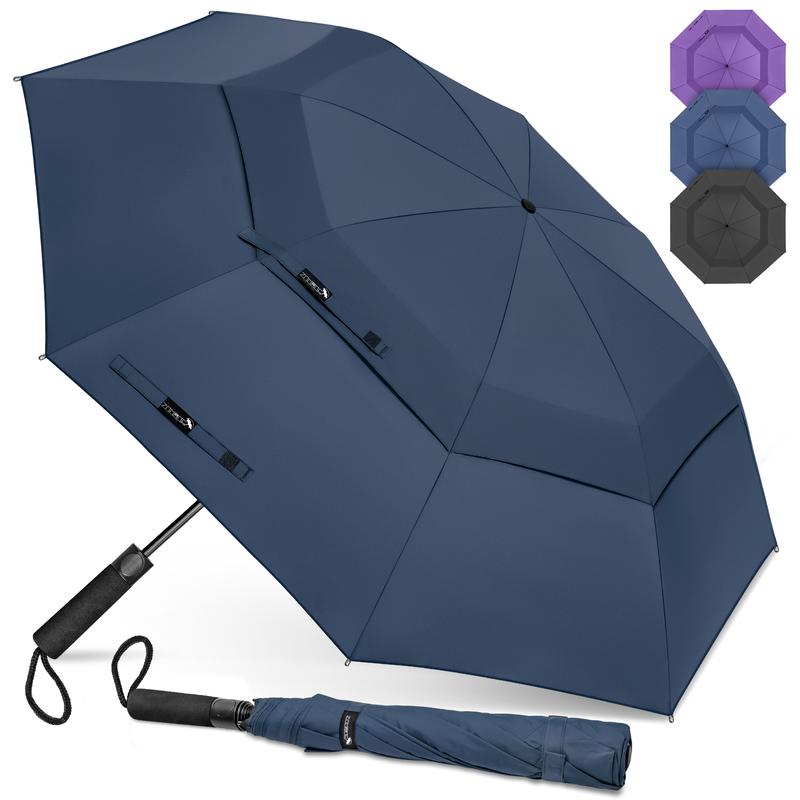 Golf Umbrella 62 Inch Compact  - Automatic Foldable Large Travel Golf Umbrellas Windproof Double Canopy Vented, Collapsible Golf Umbrella for Men Women by ZOMAKE