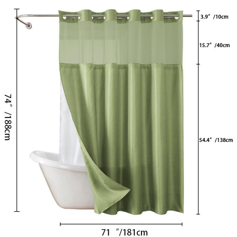 Waffle Textured Shower Curtain, 1 Count Modern Waterproof Removable Shower Curtain, Bathroom Supplies for Home Hotel Salon Decor