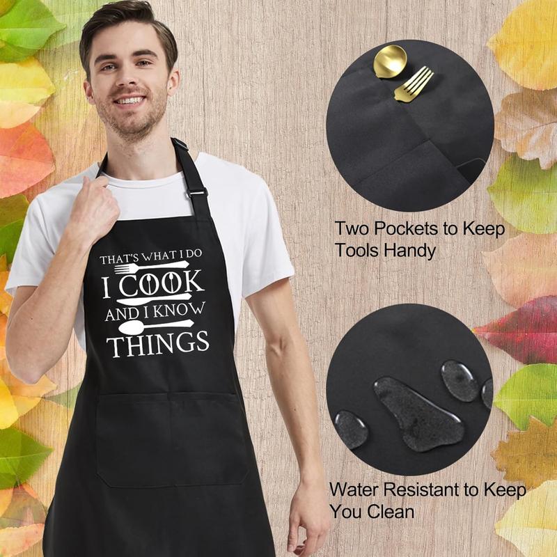 Chef Aprons for Men Women with Pockets, Kitchen Apron for Cooking Grilling Gifts for Dad Mom Birthday Christmas