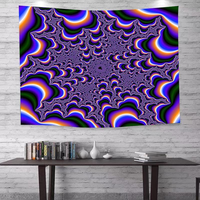 Psychedelic Swirl Design Tapestry, Vibrant Polyester Wall Art for Living Room, Bedroom, Dorm Decor, Perfect Birthday Gift, with Installation Kit