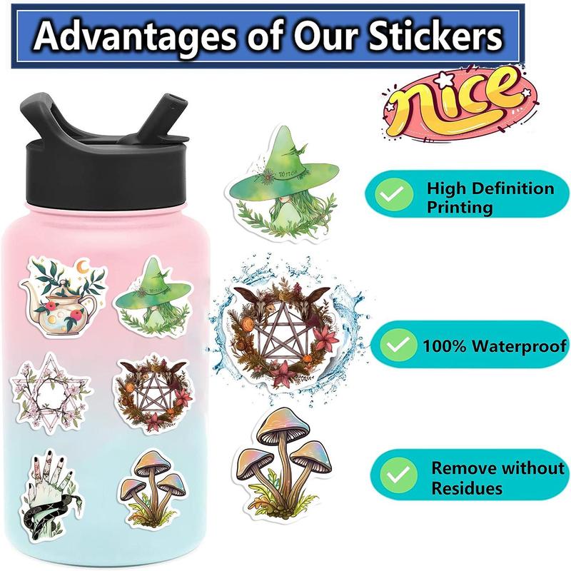 Magic Series Sticker, 50pcs set Forest Mystical Magic Witch Aesthetic Sticker, Self Adhesive Removable Sticker for Water Bottle, Laptop & Scrapbook