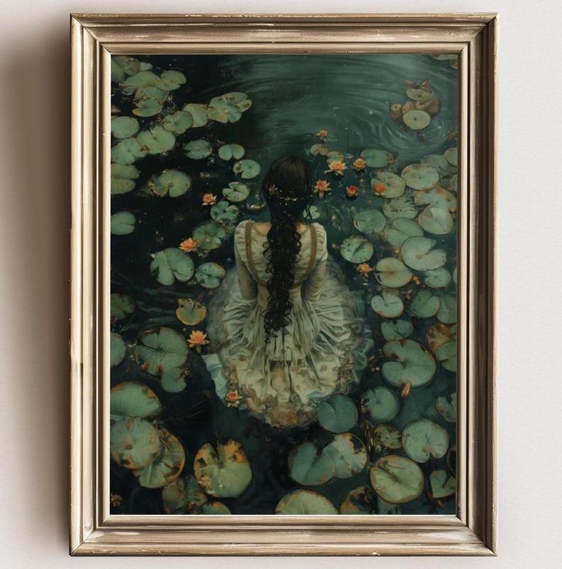 Ophelia Dark Academia Print - The Lake, Goth Moody Victorian Wall Art, Dark Decor Aesthetic, Dark Cottagecore, Gothic Prints into lake free ship, fast ship