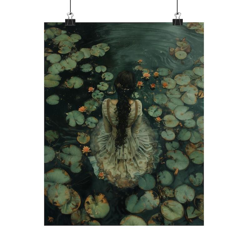 Ophelia Dark Academia Print - The Lake, Goth Moody Victorian Wall Art, Dark Decor Aesthetic, Dark Cottagecore, Gothic Prints into lake free ship, fast ship