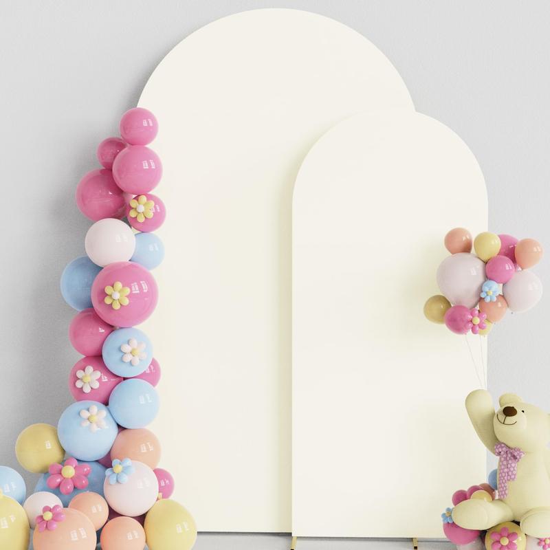 Balloon Arch Backdrop Cover, 2 Counts set Elastic Fitted Arch Cover, Backdrop Stand Cover for Wedding Baby Shower Birthday Party Decoration (Arch Support Not Included)