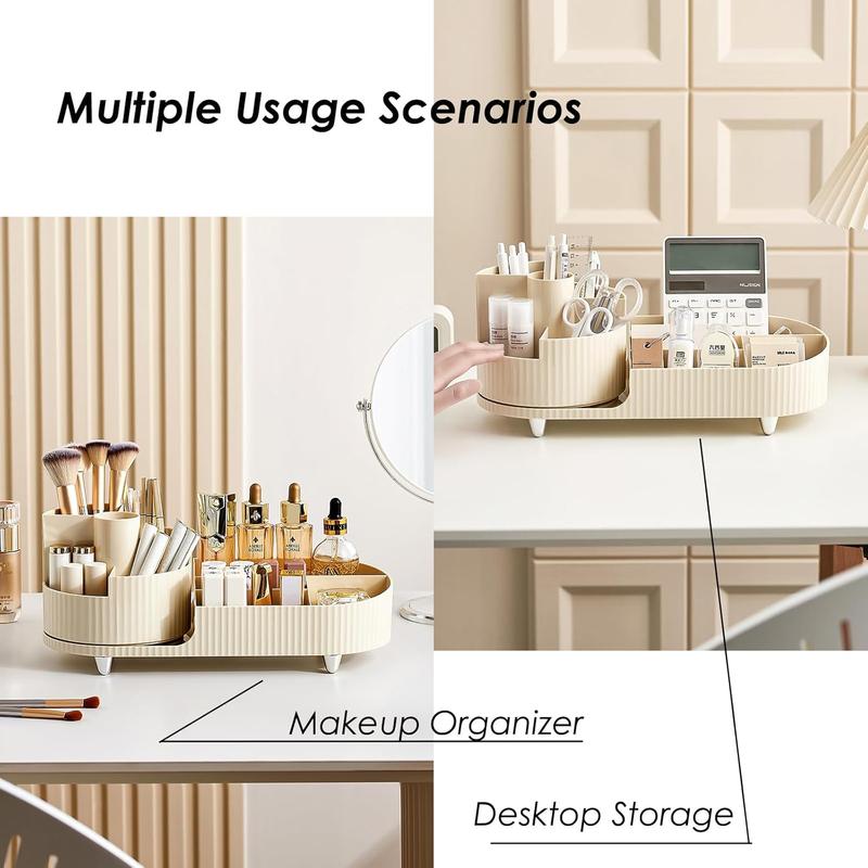 Makeup Organizer Countertop Rotating Makeup Organizer for Vanity Large Capacity Cosmetic Display Case with Makeup Brush Holder Cosmetic Organizer Countertop Boxes