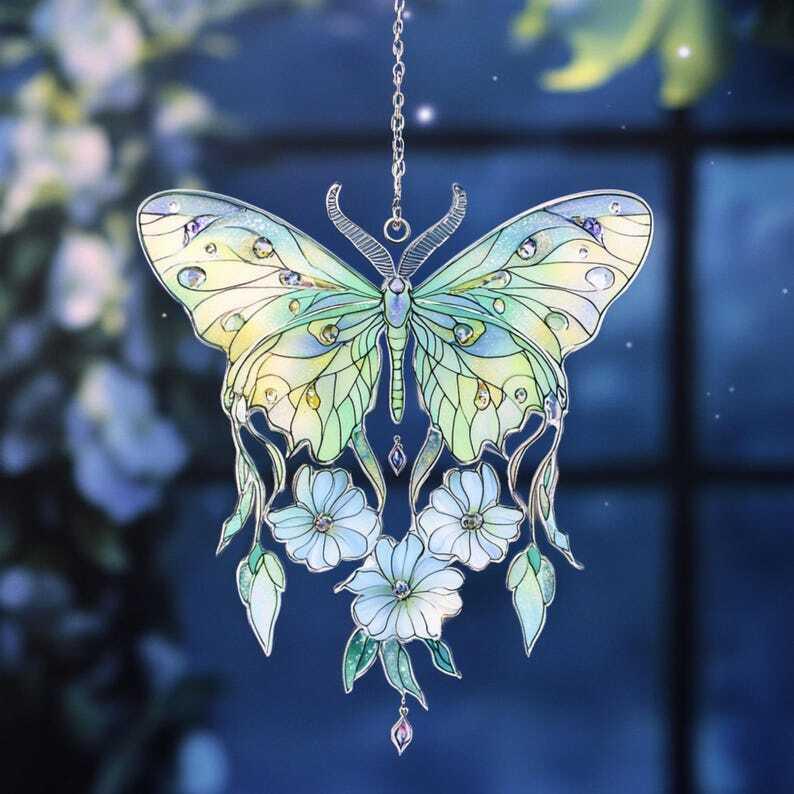 Spanish luna moth butterfly ACRYLIC Ornament, acrylic window hangings, unique Christmas gift, gift for mom,handmade gift,modern home decor