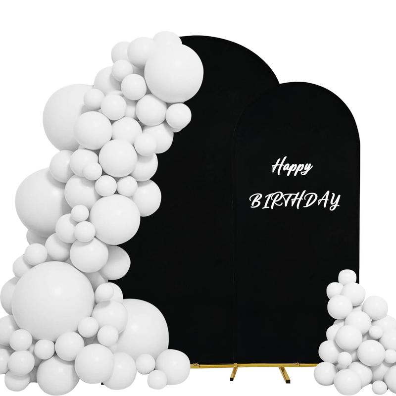 Balloon Arch Backdrop Cover, 2 Counts set Elastic Fitted Arch Cover, Backdrop Stand Cover for Wedding Baby Shower Birthday Party Decoration (Arch Support Not Included)