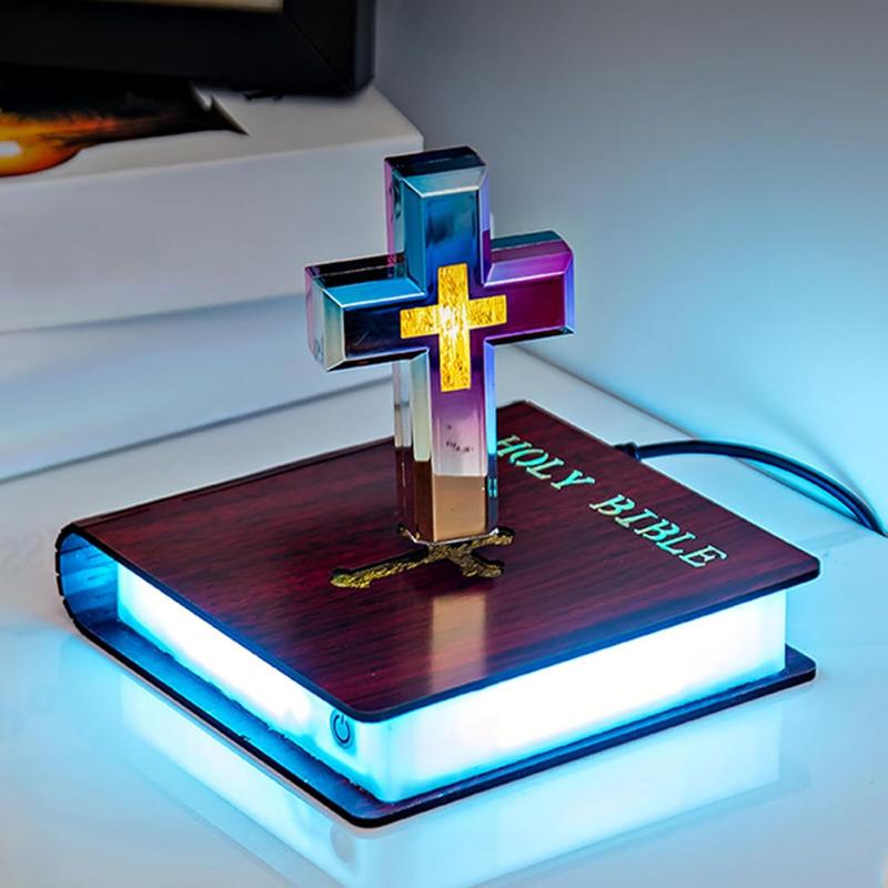 Magnetic Floating Cross Lamp with RGB Color-Changing Lights - Perfect for Home, Office, and Religious Decor