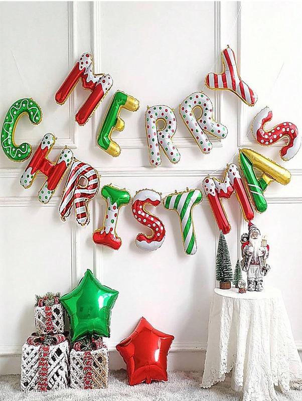 Christmas Decoration 1set Merry Christmas Letter Balloon For Holiday Party Decoration