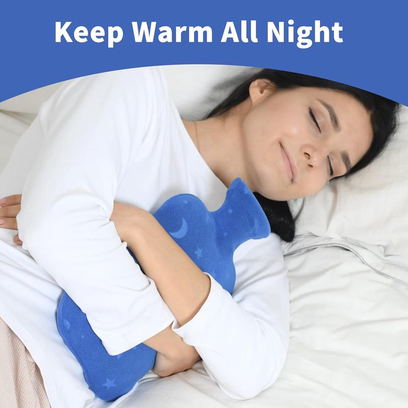 Hot water bottle with soft cover, 2L hot water bottle for menstrual cramps, neck and shoulder pain relief