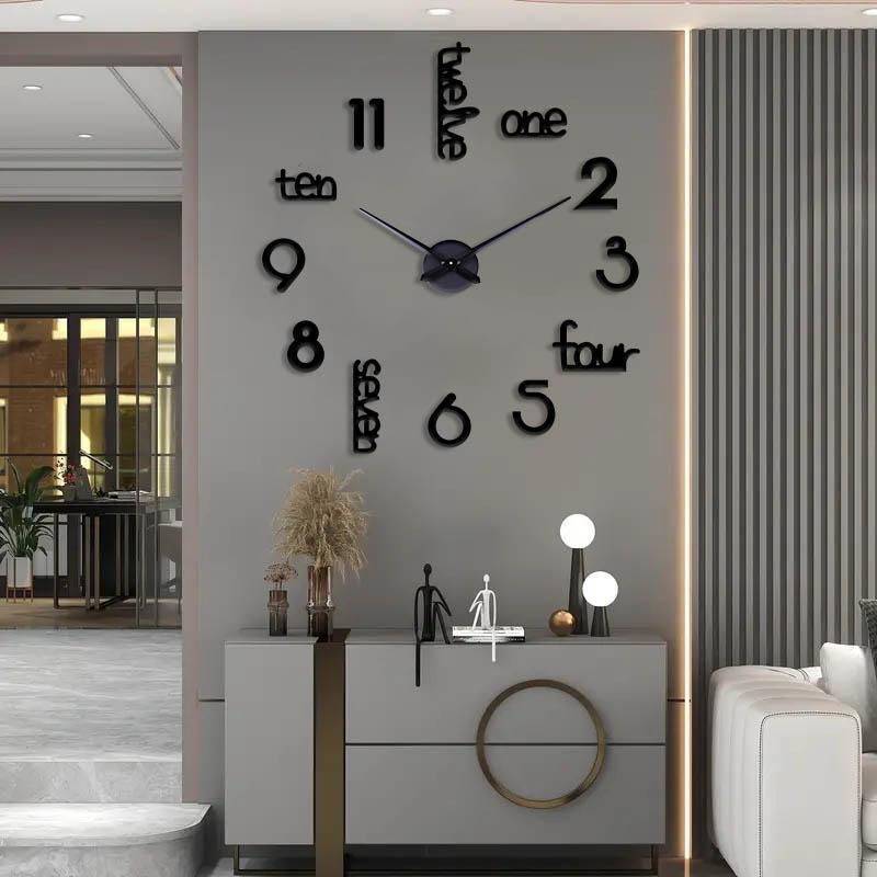 DIY Wall Clock, 1 Count Battery Powered Modern Acrylic Wall Clock without Battery, Silent Wall Clock for Home Living Room Bedroom Decor, Home Decor