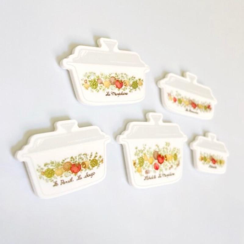 Corningware Spice of Life Fridge Magnet Set - Vintage Casserole Dish Magnets - La Marjolaine, Pyrex - Retro Kitchen Decor - Decorative, Gift Friend