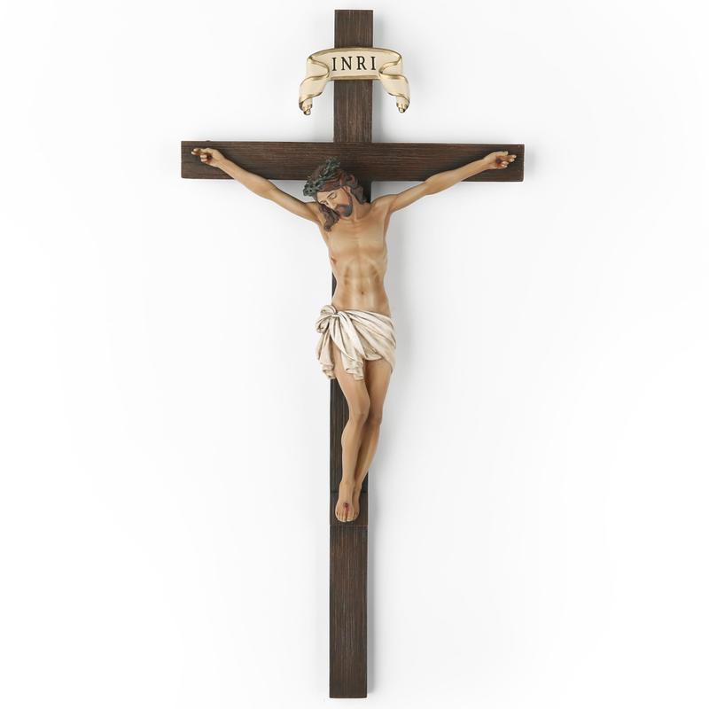 The BC Catholic Crucifix Wall Cross is a beautiful piece of religious art. It serves as a Jesus Christ wall decor for your home altar.