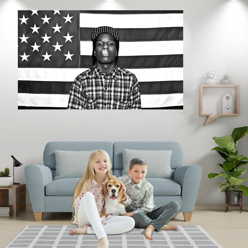 Asap Rockys Flag 3x5Ft Wall Banner HD Printing Wall Tapestry for Room College University Dorm Guys Rapper wall Decorations meme Gift