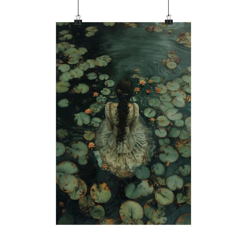 Ophelia Dark Academia Print - The Lake, Goth Moody Victorian Wall Art, Dark Decor Aesthetic, Dark Cottagecore, Gothic Prints into lake free ship, fast ship