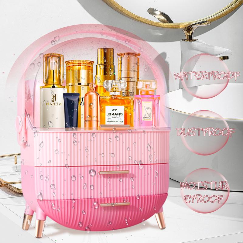 Spacious Portable Makeup Organizer - Compact & Durable Storage for Cosmetics, Eyebrow Pencils, Eyeshadows & Skincare - Effortlessly Organize Your Beauty Essentials - Perfect for Busy Women, Family Bedrooms & Student Dorms (TriplePink)