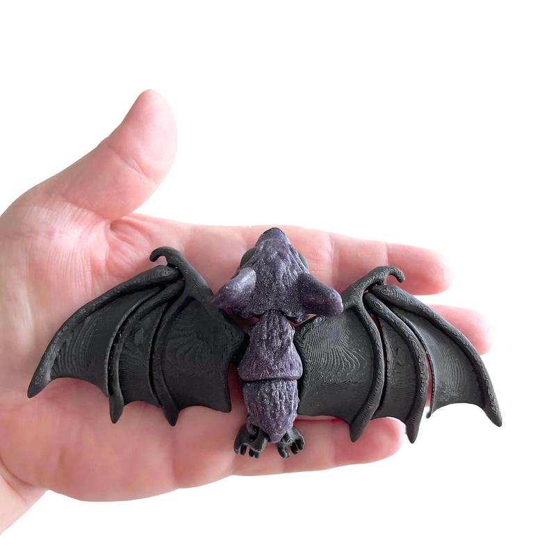 Articulated Bat Figurine with Black Coffin Container 3D Printed Decor Nature Ornaments Box Boxes Box Boxes