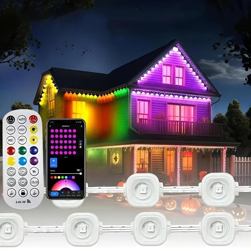 Permanent Outdoor Lights, RGB Outdoor Christmas Lights with  LED Lights, Waterproof LED Eaves Lights with DIY Scene Modes for Halloween Decor, Smart APP & Remote Control